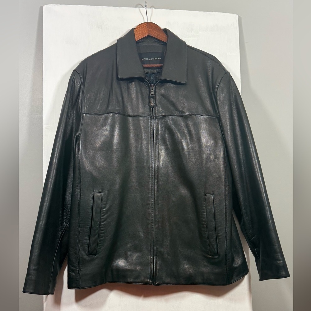 Marc New York Black Leather Men’s Jacket Size Large